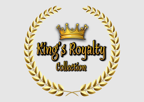Logo for 'King's Royalty Collection' with a gold crown and laurel wreath on a light gray background